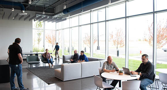 people sitting in data center waiting area